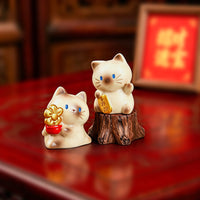 Lucky Cat Car Dashboard Ornament Resin Figurine Creative Cartoon Fortune Cat Decoration