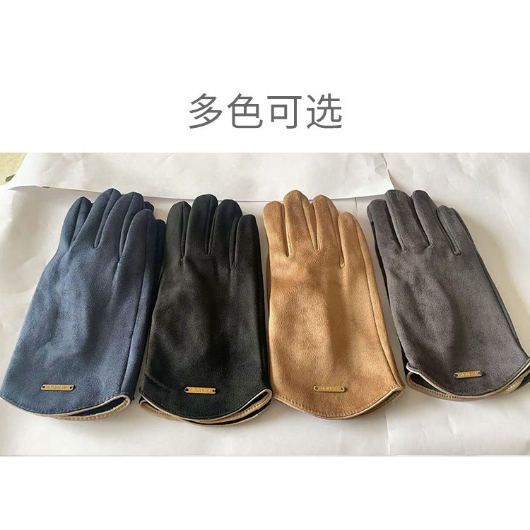 Men's Winter Thermal Cashmere Lined Knit Wool Gloves with Touchscreen Function