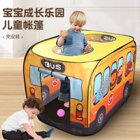 Kids Pop-Up Play Tent - Indoor/Outdoor Cartoon Bus Interactive Game House