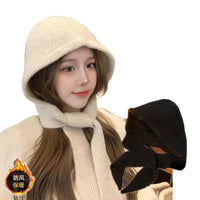 Women's Knitted Scarf-Hat Combo, Thickened Warm Neck Protection Shawl for Autumn/Winter
