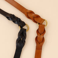 Multifunctional Crossbody Pet Leash Vintage Cowhide Hand-Woven Hands-Free Shoulder Dog Leash