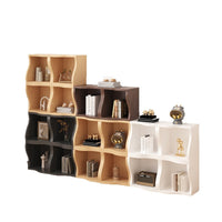 Nordic Curved Grid Bookshelf Free Combination Storage Rack Living Room Staircase Bay Window Organizer