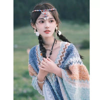 Ethnic Style Knitted Long Shawl for Women - Travel Fashion Cape Scarf