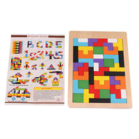 Wooden Tangram Tetris Puzzle for Kids, Educational Brain Teaser Toy
