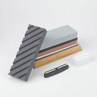 Double-Sided Whetstone Set for Kitchen Knives and Outdoor Tools with Base and Accessories