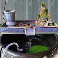 Ceramic Waterfall Fish Tank Landscape Fountain Ornament with Circulating Water System