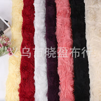 3D Peony Rose Floral Embroidered Mesh Fabric for Wedding Dresses and Gowns