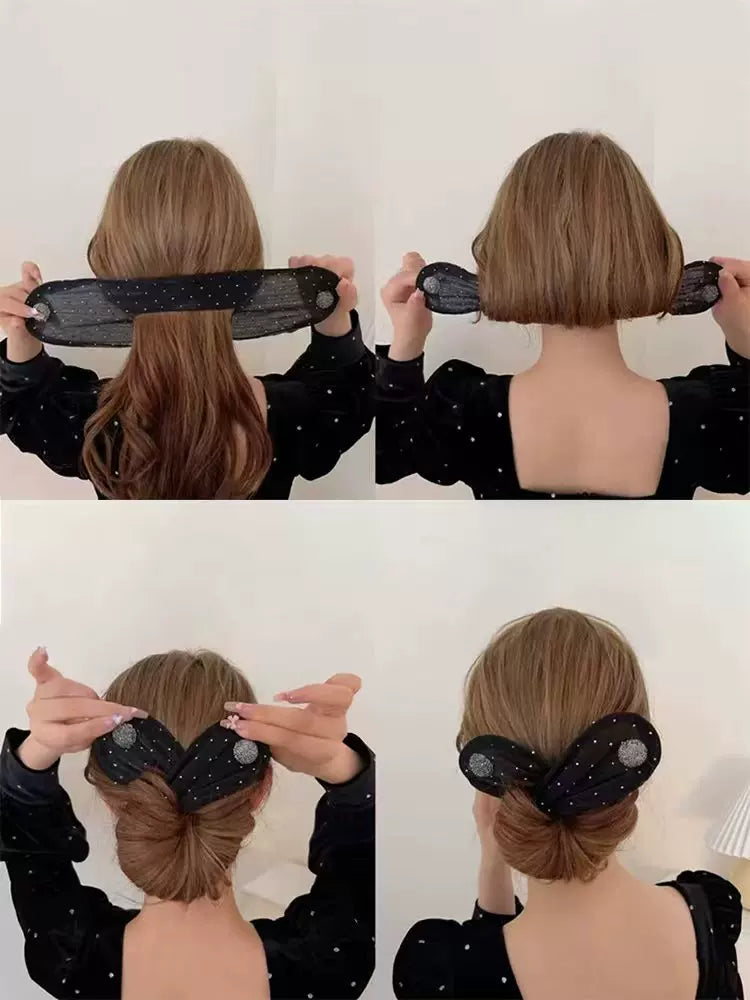 Lazy Magic Twist Bun Hair Clip with Pearl Embellishment for Women
