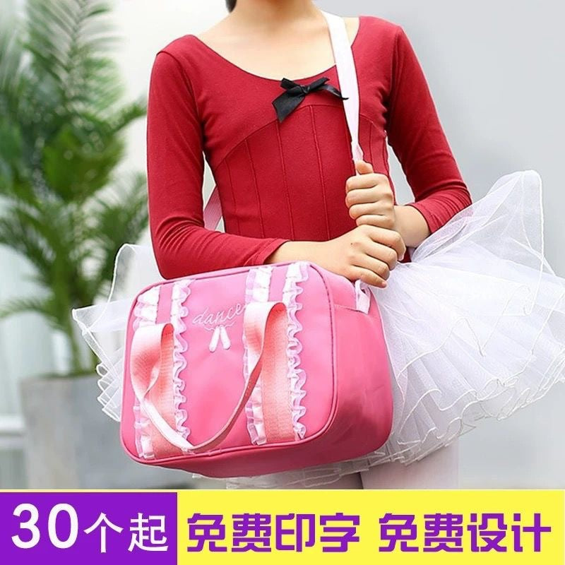 Kids Dance Bag Shoulder Crossbody with Lace Trim for Ballet and Dance Classes