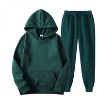 Men's Solid Color Hooded Sweatshirt & Pants Set Casual Sportswear