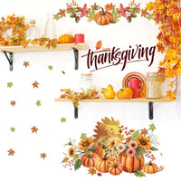 Thanksgiving Autumn Leaves Pumpkin Window Wall Decal