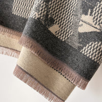 Magpie Branch Double-Sided Faux Cashmere Scarf Shawl for Women, Winter Warm Neck Protection, Artistic Vintage Style