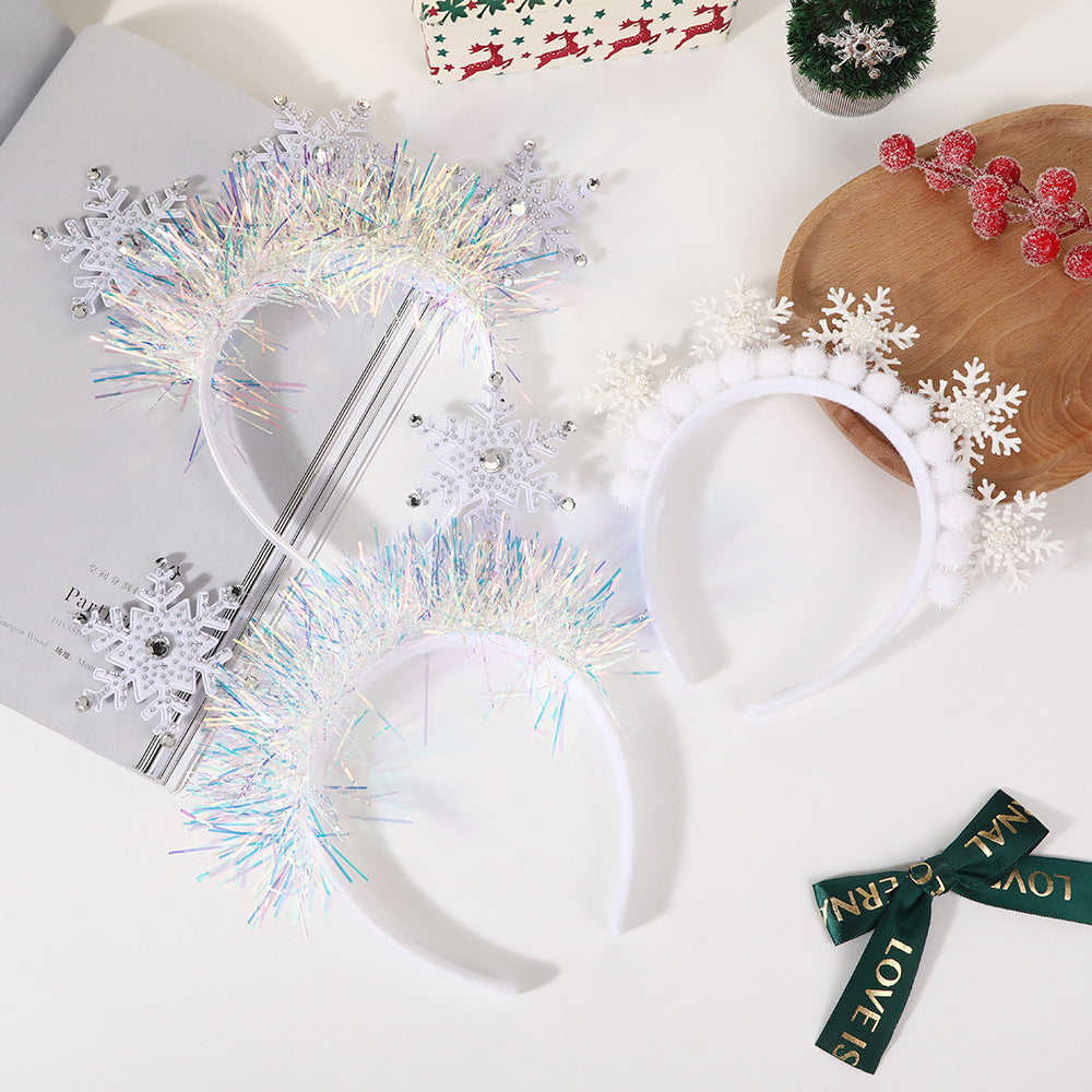 Christmas Snowflake Sequin Headband for Holiday Parties and Photo Props