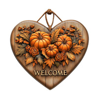 Thanksgiving Wooden Heart Pumpkin English Slogan Wall Decal