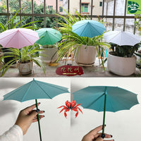 Mini Plant Sunshade Umbrella for Potted Plants and Succulents, Outdoor Fiberglass Ground Insert