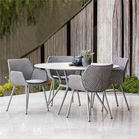 Outdoor Patio Wicker Dining Set with Aluminum Frame - 6 Piece Weather-Resistant Furniture for Garden, Balcony, Villa