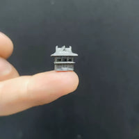 Miniature Brass Antique Chinese Architecture House Model for Micro Landscape Decor