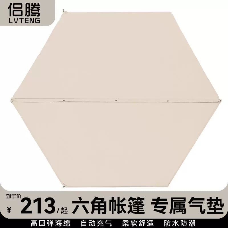 Self-Inflating Hexagonal Camping Mat with Pillow, 3cm Thick, Moisture-Proof, Portable for Outdoor Activities