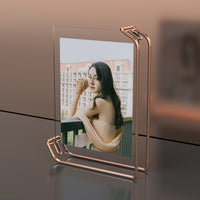 A4 Gold Metal Photo Frame Double-Sided Display Horizontal Vertical Nordic Geometric Glass Picture Frame