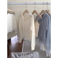 Women's Ice Silk Long Sleeve Hooded Cardigan Thin Sun Protection Coat