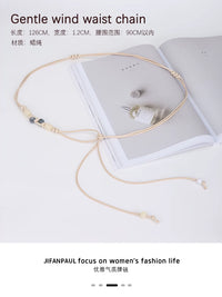 Bohemian Woven Waist Chain Belt for Dresses with Beaded Rope Design
