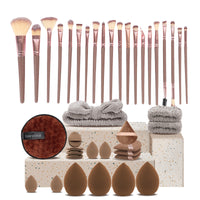 40-Piece Coffee Brown Makeup Brush Set for Face and Eyes