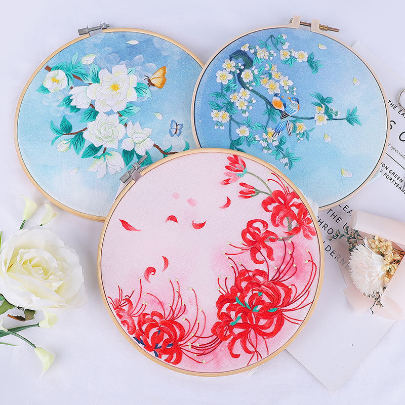 DIY Embroidery Kit for Beginners - Chinese Style Ribbon Embroidery Fan or Amulet