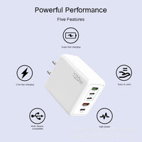 120W USB-C PD & USB Multi-Port Fast Wall Charger for Phones & Tablets