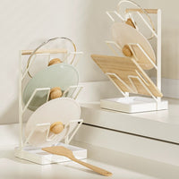 No-Drill Wooden Handle Pot Lid Holder Kitchen Storage Rack Multi-functional Home Organizer Cutting Board Rack Multi-layer Chopping Board Stand