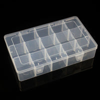 Large 15-Grid Detachable Clear Plastic Organizer Box for Components, Jewelry, Stationery, Fishing Tackle, Screws, Hardware