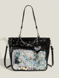 Heart Track Clear Ita Bag Large Capacity Crossbody Shoulder Bag with Chain