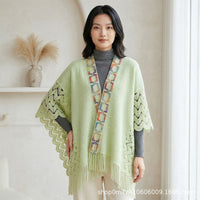 Ethnic Woven Shawl Cardigan for Women - Sun Protection & Stylish Knit Cover-Up