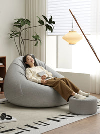 Lazy Sofa Bean Bag Chair with Footrest, Single Recliner for Bedroom Living Room Balcony, Chenille EPP Filled Tatami