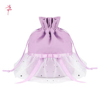 Girls' Ballet Dance Backpack with Sequin and Mesh Trim, Princess Style Barrel Bag for Kids