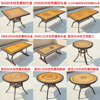Outdoor Cast Aluminum Dining Table and Chairs Set with Tile Top for Patio Garden Villa