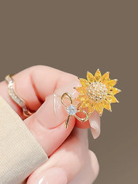Sunflower Rhinestone Brooch Pin for Cardigans & Anti-Exposure, Chinese Style Design