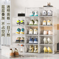 Clear Stackable Shoe Storage Box with Magnetic Lid - Dustproof Hard Plastic Display Case