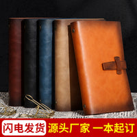 A6 Refillable Faux Leather Notebook with Buckle Closure, Vintage Style Journal for Students and Business
