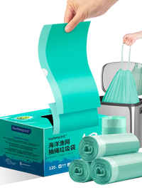 Gucheng Drawstring Trash Bags for Home Kitchen, Thickened, Automatic Closing, Large Capacity