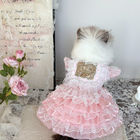 Pet Handmade Pink Glitter Tulle Dress for Cats and Dogs