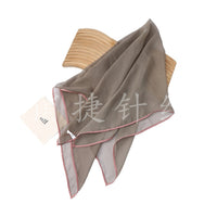 Solid Color Chiffon Scarf with Contrast Edge - Versatile Hair Tie & Neck Scarf