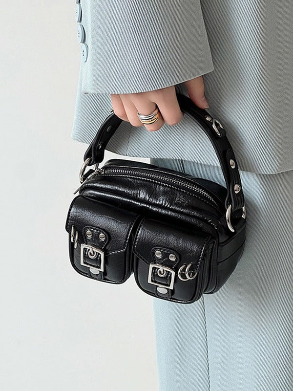 Women's 2024 New Motorcycle Camera Bag Small Square Shoulder Crossbody Handbag