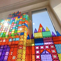 Magnetic Building Blocks for Kids - Large Rainbow Window Tiles Expansion Set