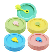 Mason Jar Lids with Straw Hole and Silicone Stopper, PP Plastic, 70mm