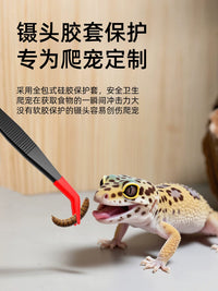 Reptile Feeding Tongs with Anti-Slip Silicone Tips - Straight or Curved, 20cm Length
