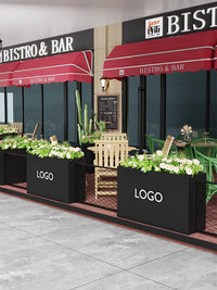 Outdoor Galvanized Steel Planter Box Fence for Cafes, Restaurants, and Gardens