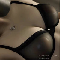 Ultra-Thin Lace Mesh Push-Up Bra and Panty Set for Small Busts