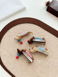 Cute Dachshund Dog Christmas Hat Hair Clips Cartoon Bangs Clip for Girls