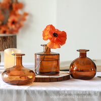 European Style Embossed Mini Glass Vase Set for Home Decor