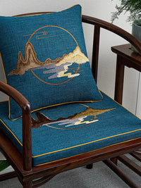 Chinese Style Embroidered Seat Cushion for Hardwood Chairs and Sofas, Thickened Tatami Floor Mat